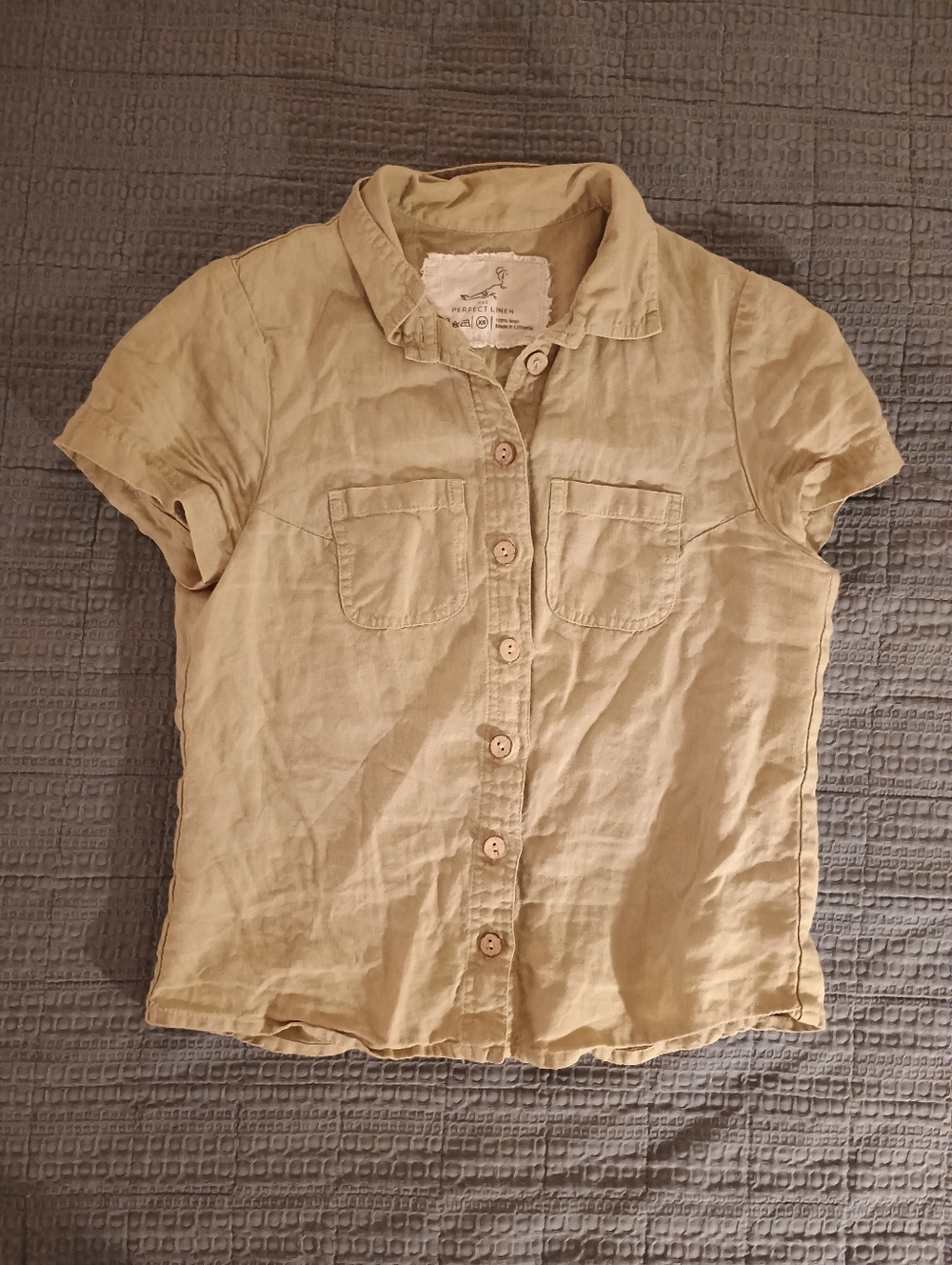 NOTPERFECTLINEN Djon Lightweight Button-Front Short Sleeve Shirt